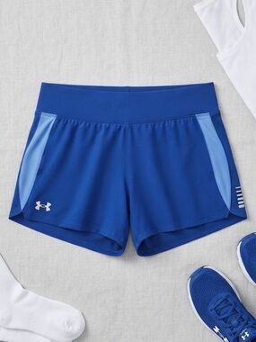 Under Armour Navy and Light Blue Women's Athletic Shorts EUC